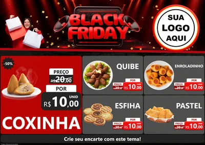 Modelo de Encarte para Encarte A4 Horizontal com o tema Black Friday para Salgadaria