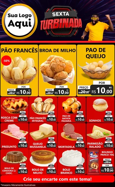 Modelo de Encarte para Encarte Grande com o tema Sexta Turbinada para Padaria