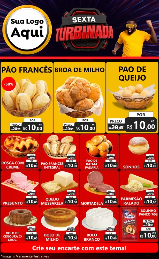 Modelo de Encarte para Encarte Grande com o tema Sexta Turbinada para Padaria