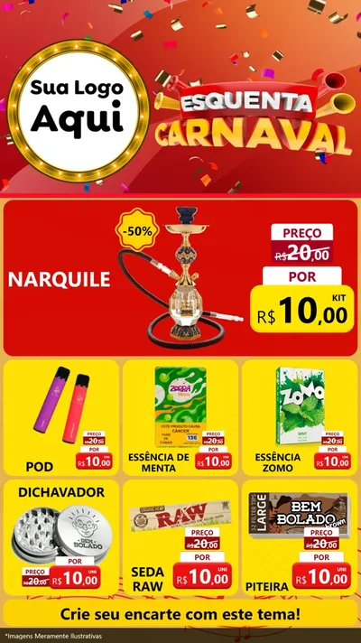 Modelo de Rede Social para Stories com o tema Esquenta Carnaval para Tabacaria
