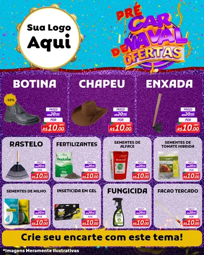 Modelo de Rede Social para Feed Instagram com o tema Pré Carnaval de Ofertas para Agropecuária