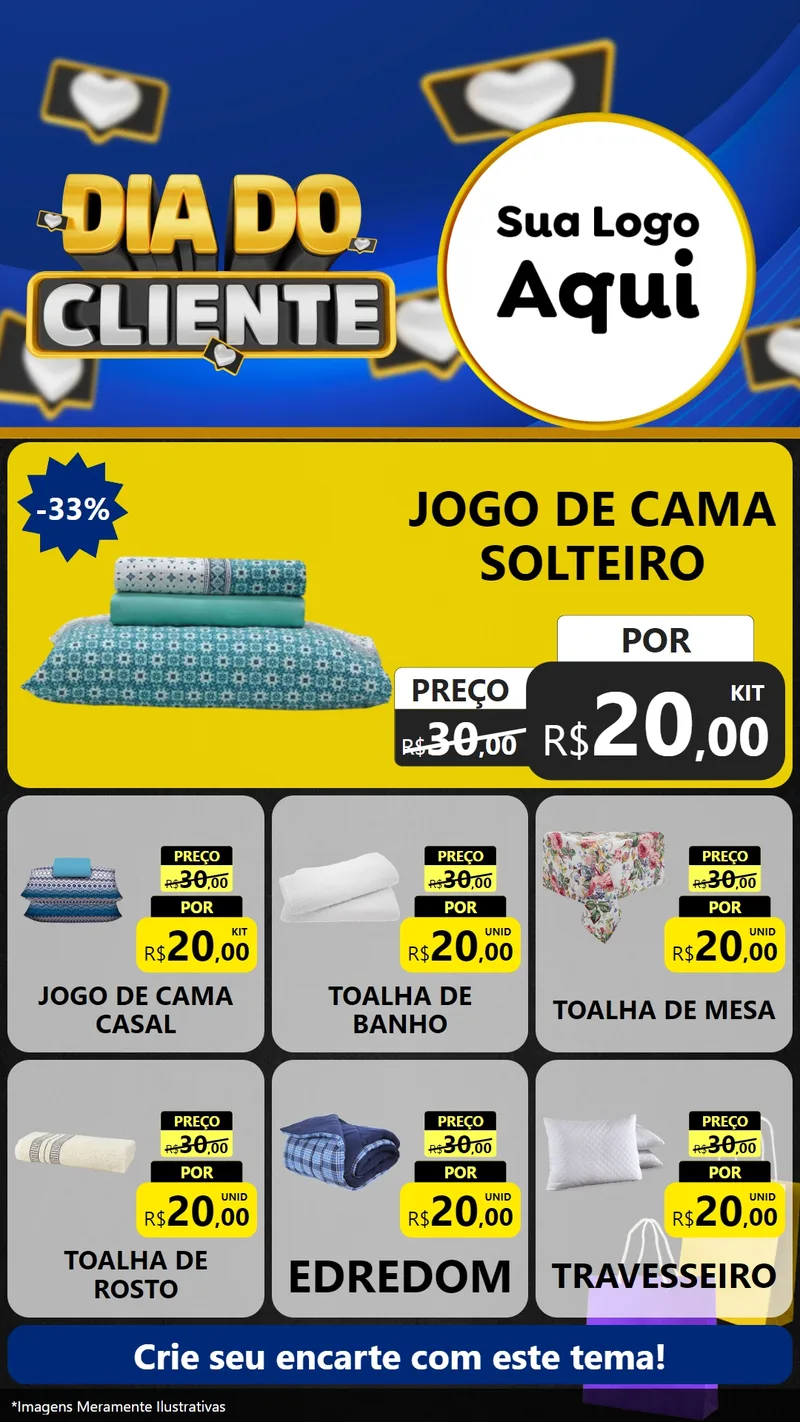 Modelo de Rede Social para Stories com o tema Dia Do Cliente para Cama, Mesa e Banho
