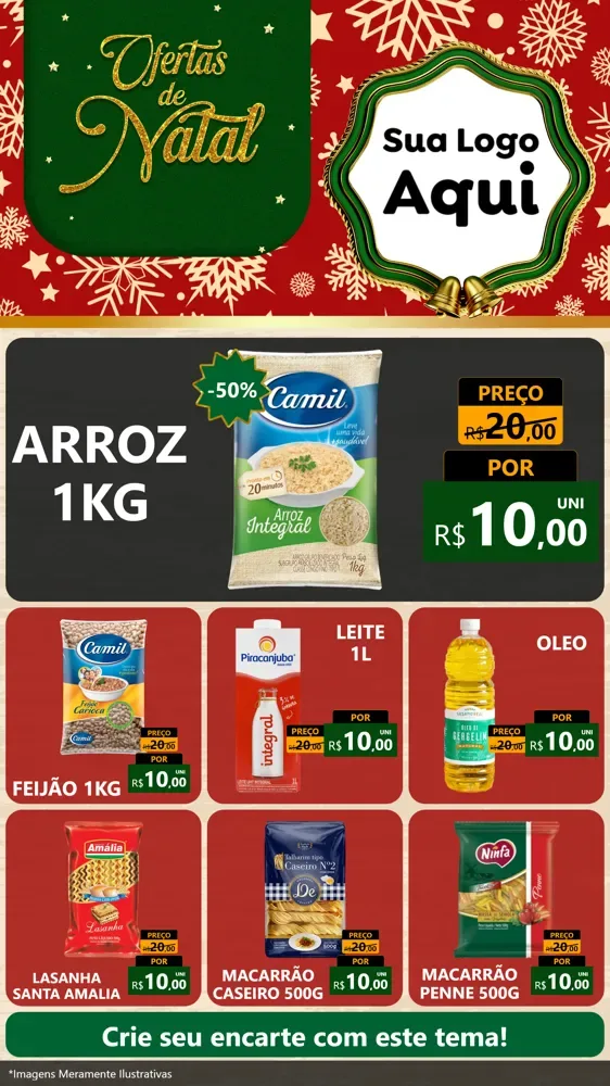 Modelo de Rede Social para Stories com o tema Natal de Ofertas para Supermercado
