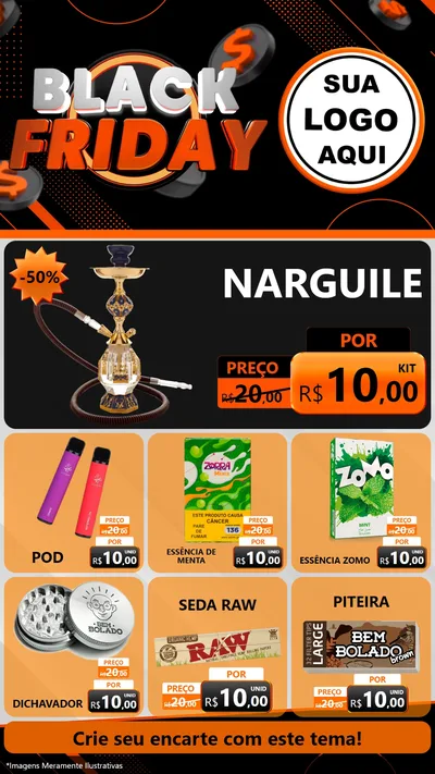 Modelo de Rede Social para Stories com o tema Black Friday para Tabacaria