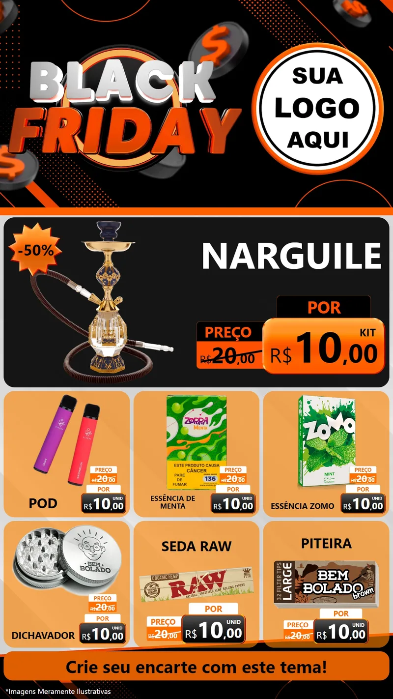 Modelo de Rede Social para Stories com o tema Black Friday para Tabacaria