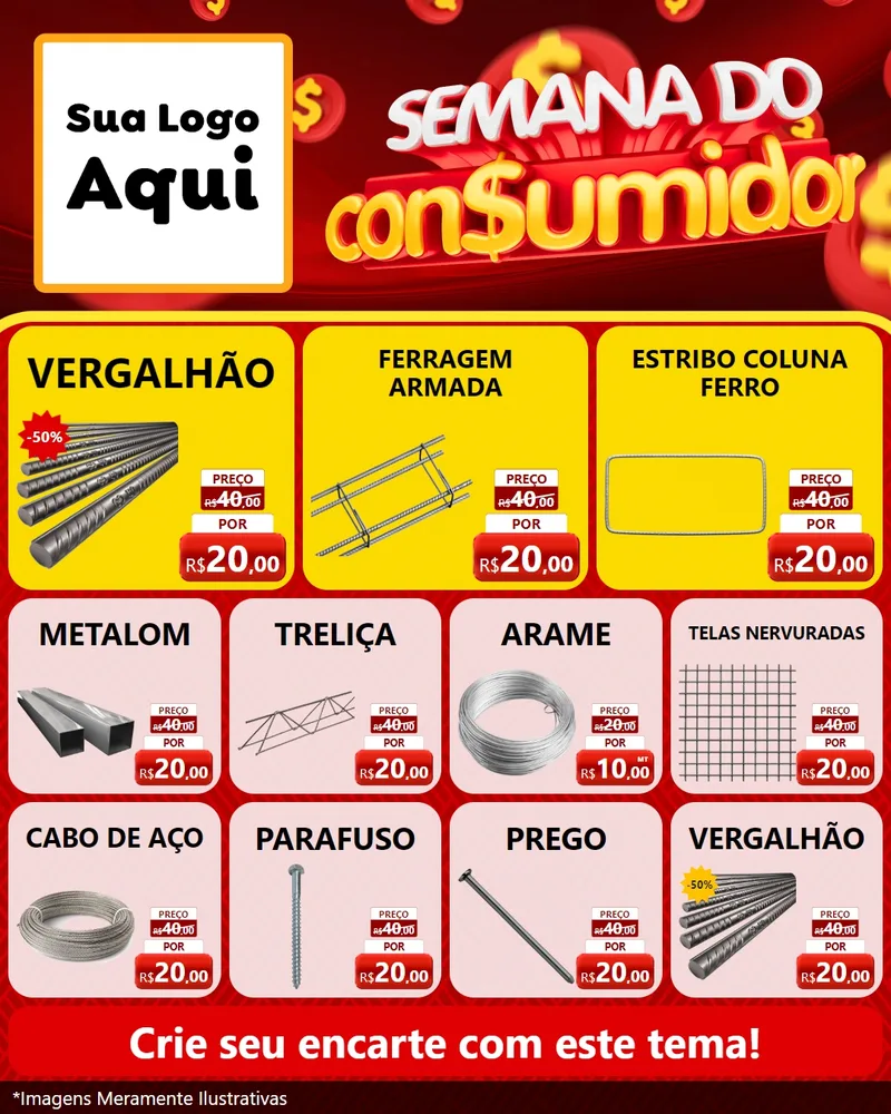 Modelo de Rede Social para Feed Instagram com o tema Semana do Consumidor para Ferragens