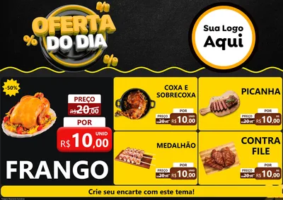 Modelo de Encarte para Encarte A4 Horizontal com o tema Oferta Do Dia para Assados