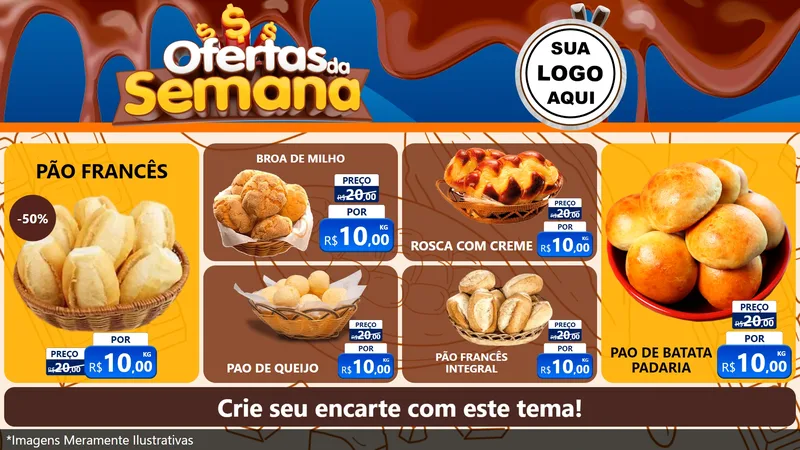 Modelo de TV para TV Horizontal com o tema Ofertas da Semana - Páscoa para Padaria