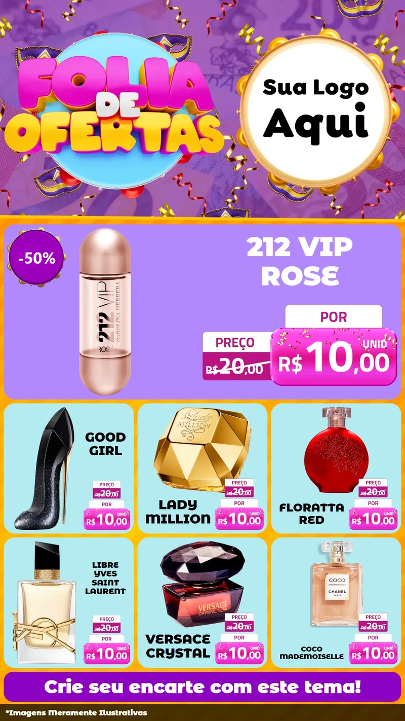 Modelo de Rede Social para Stories com o tema Folia de Ofertas para Perfumes