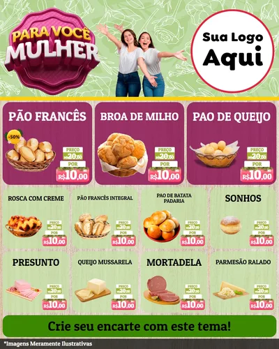 Modelo de Rede Social para Feed Instagram com o tema Para Você Mulher para Padaria