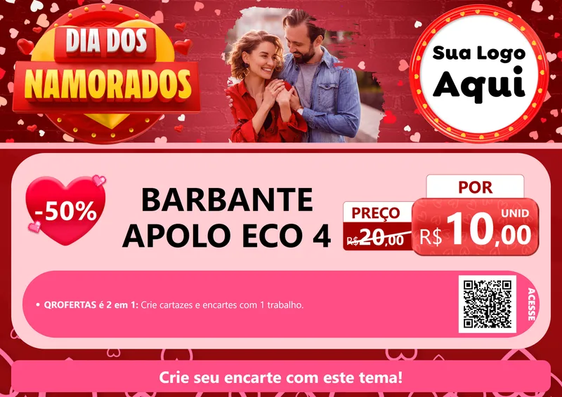 Modelo de Cartaz para Cartaz A4 Horizontal com o tema Dia Dos Namorados para Armarinho e Aviamentos