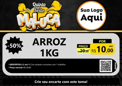 Modelo de Cartaz para Cartaz A4 Horizontal com o tema Quinta e Sexta Maluca para Supermercado