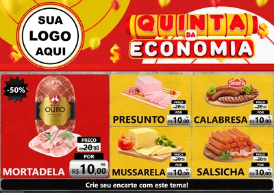 Modelo de Encarte para Encarte A4 Horizontal com o tema Quinta da Economia para Frios e Laticínios
