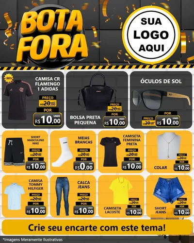 Modelo de Rede Social para Feed Instagram com o tema Bota Fora para Roupas e acessórios