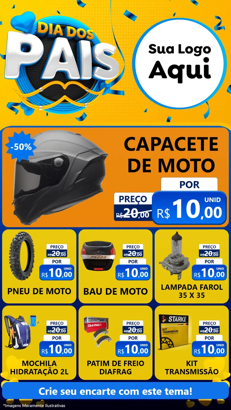 Modelo de Rede Social para Stories com o tema Dia dos Pais para Moto peças