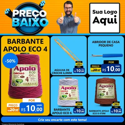 Modelo de Rede Social para Feed Facebook com o tema Preço Baixo para Armarinho e Aviamentos