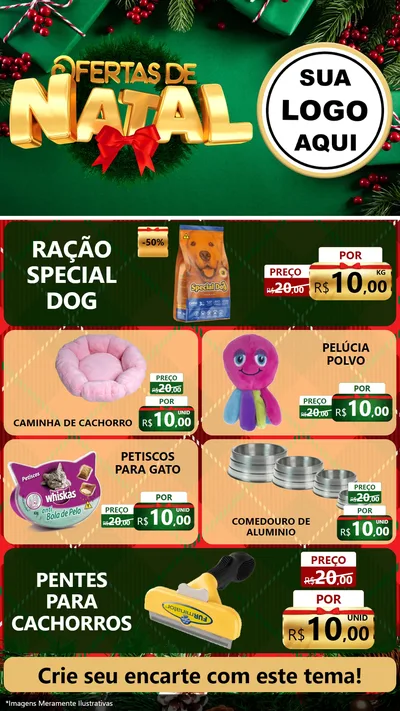 Modelo de TV para TV Vertical com o tema Ofertas de Natal para Pet Shop