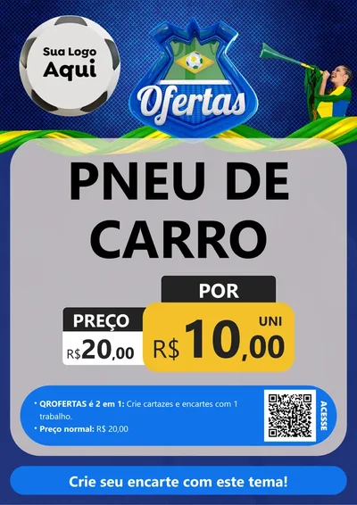 Modelo de Cartaz para Cartaz A4 Vertical com o tema Ofertas (Futebol) para Auto peças
