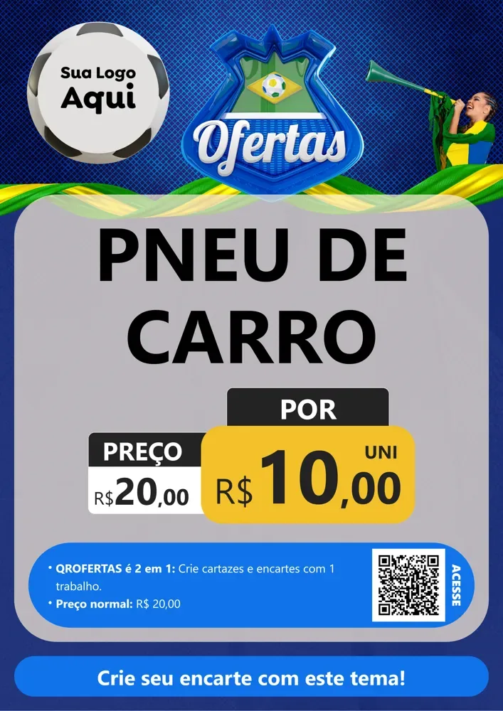 Modelo de Cartaz para Cartaz A4 Vertical com o tema Ofertas (Futebol) para Auto peças