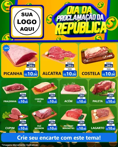 Modelo de Rede Social para Feed Instagram com o tema Dia Da Proclamação da República para Açougue