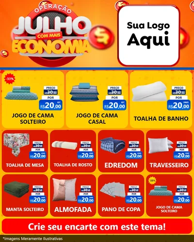 Modelo de Rede Social para Feed Instagram com o tema Operação Julho Com Mais Economia para Cama, Mesa e Banho