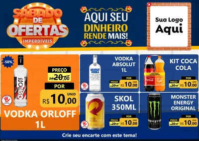 Modelo de Encarte para Encarte A4 Horizontal com o tema Sábado de Ofertas Imperdíveis para Distribuidora de bebidas