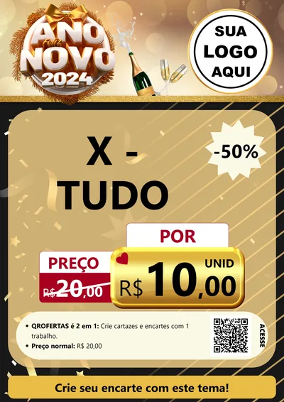 Modelo de Cartaz para Cartaz A4 Vertical com o tema Feliz Ano Novo 2027 para Hamburgueria