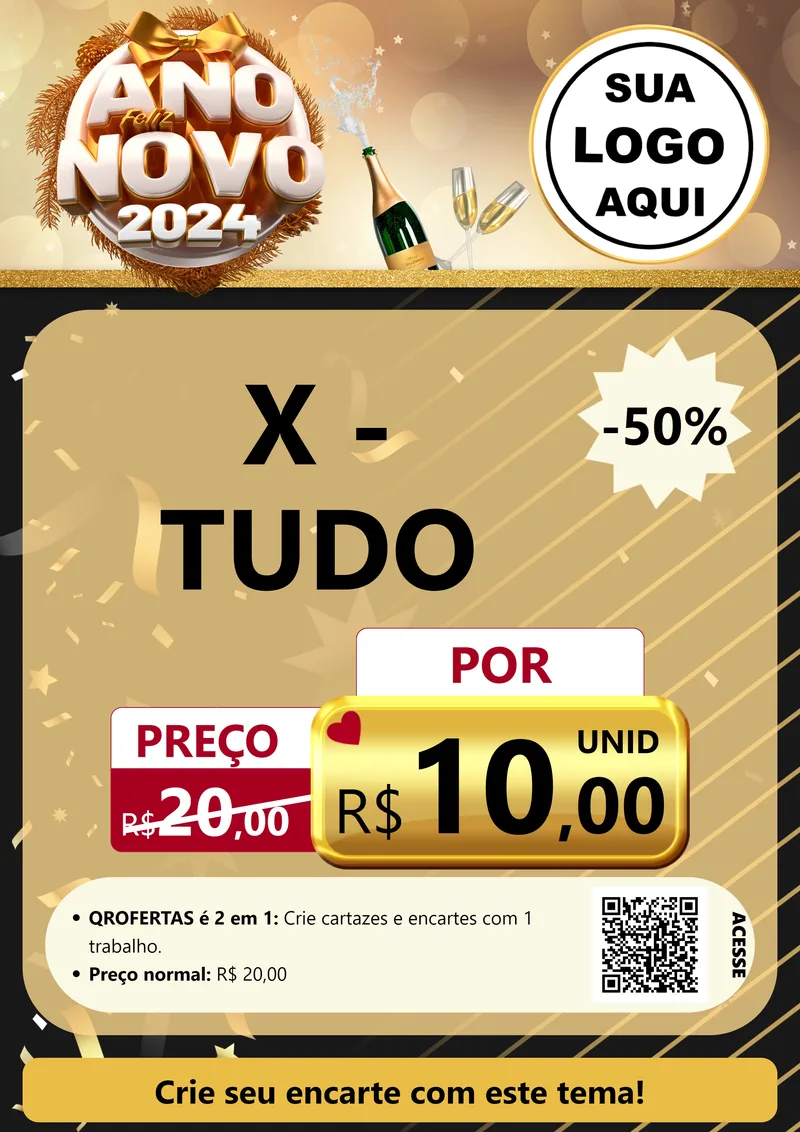 Modelo de Cartaz para Cartaz A4 Vertical com o tema Feliz Ano Novo 2027 para Hamburgueria