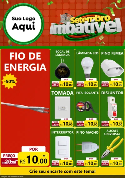 Modelo de Encarte para Encarte A4 Vertical com o tema Setembro Imbatível para Materiais Elétricos