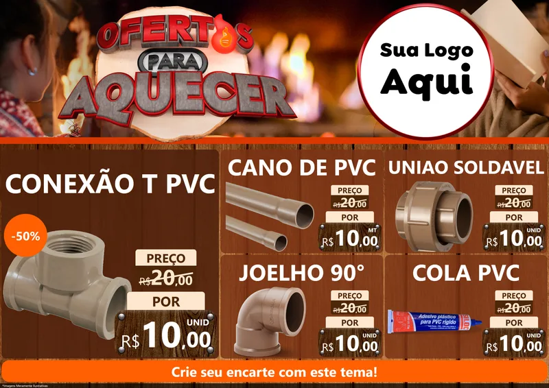 Modelo de Encarte para Encarte A4 Horizontal com o tema Ofertas Para Aquecer para Tubos e conexões