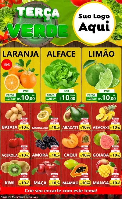 Modelo de Encarte para Encarte Grande com o tema Terça Verde para Hortifrúti