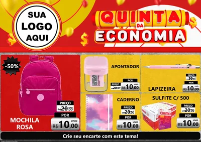 Modelo de Encarte para Encarte A4 Horizontal com o tema Quinta da Economia para Papelaria