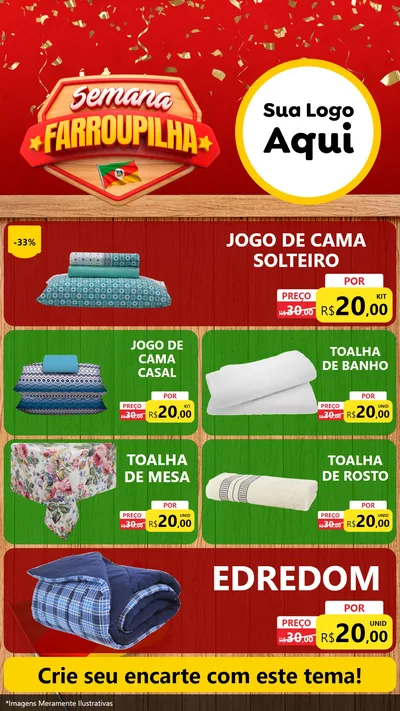 Modelo de TV para TV Vertical com o tema Semana Farroupilha para Cama, Mesa e Banho