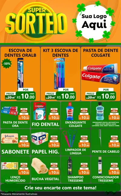 Modelo de Encarte para Encarte Grande com o tema Super Sorteio para Higiene Pessoal