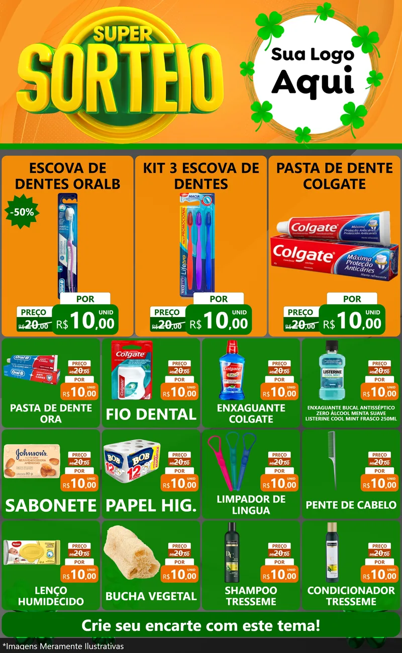 Modelo de Encarte para Encarte Grande com o tema Super Sorteio para Higiene Pessoal