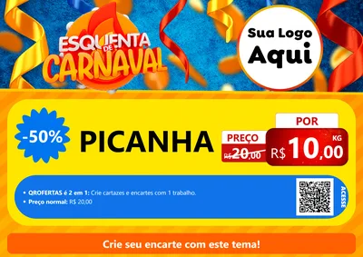 Modelo de Cartaz para Cartaz A4 Horizontal com o tema Esquenta de Carnaval para Açougue