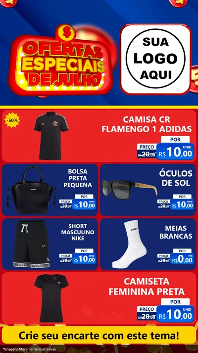 Modelo de TV para TV Vertical com o tema Ofertas Especiais de Julho para Roupas e acessórios