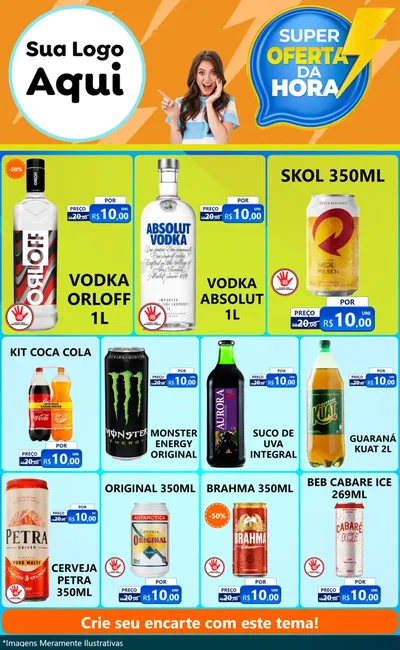 Modelo de Encarte para Encarte Grande com o tema Super Oferta da Hora para Distribuidora de bebidas