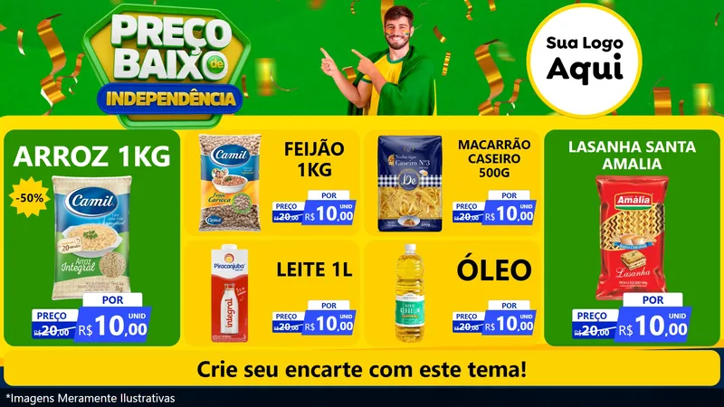 Modelo de TV para TV Horizontal com o tema Preço Baixo de Independência para Supermercado