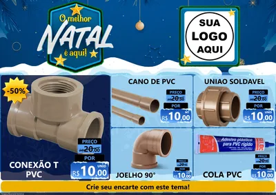 Modelo de Encarte para Encarte A4 Horizontal com o tema O Melhor Natal É Aqui! para Tubos e conexões