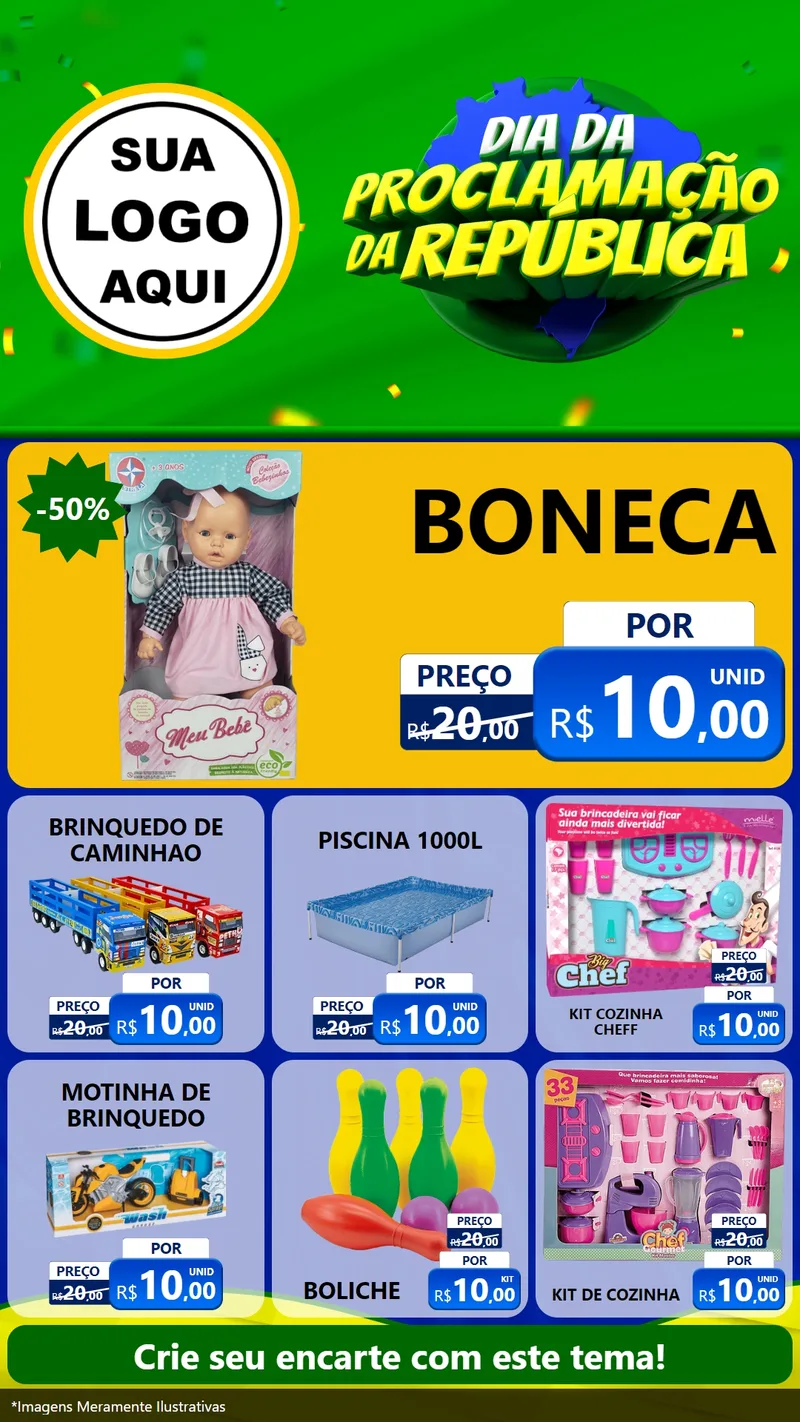 Modelo de Rede Social para Stories com o tema Dia Da Proclamação Da República para Brinquedos
