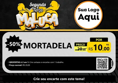Modelo de Cartaz para Cartaz A4 Horizontal com o tema Segunda e Terça Maluca para Frios e Laticínios