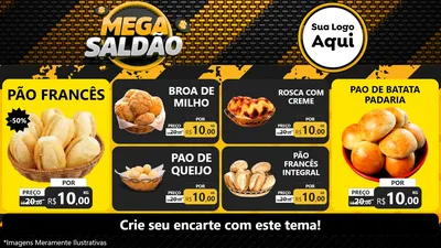 Modelo de TV para TV Horizontal com o tema Mega Saldão para Padaria