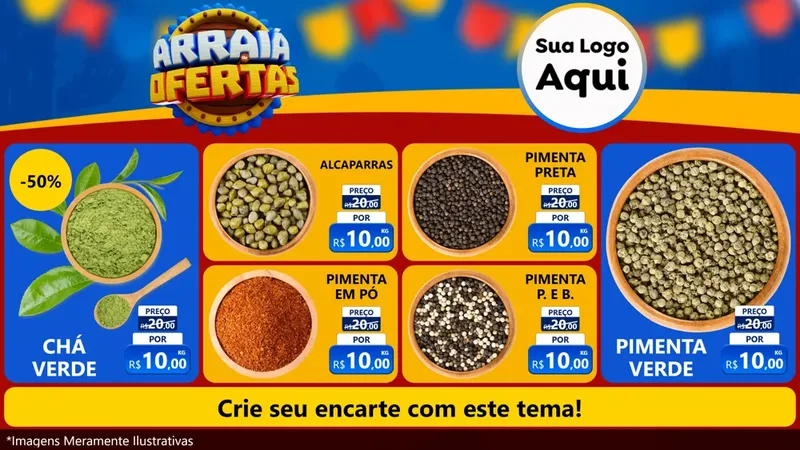 Modelo de TV para TV Horizontal com o tema Arraiá de Ofertas - Junina para Produtos Naturais