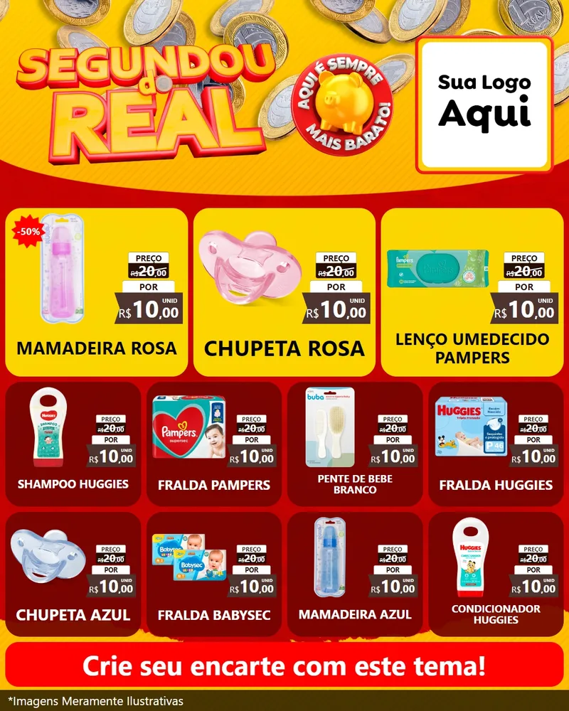 Modelo de Rede Social para Feed Instagram com o tema Segundou do Real para Bebês