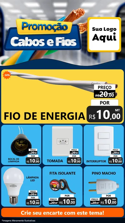 Modelo de Rede Social para Stories com o tema Promoção Cabos e Fios - Construção / Elétrica para Materiais Elétricos