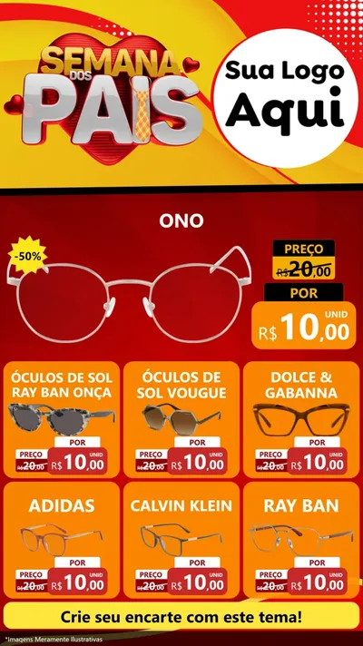 Modelo de Rede Social para Stories com o tema Semana Dos Pais para Óticas