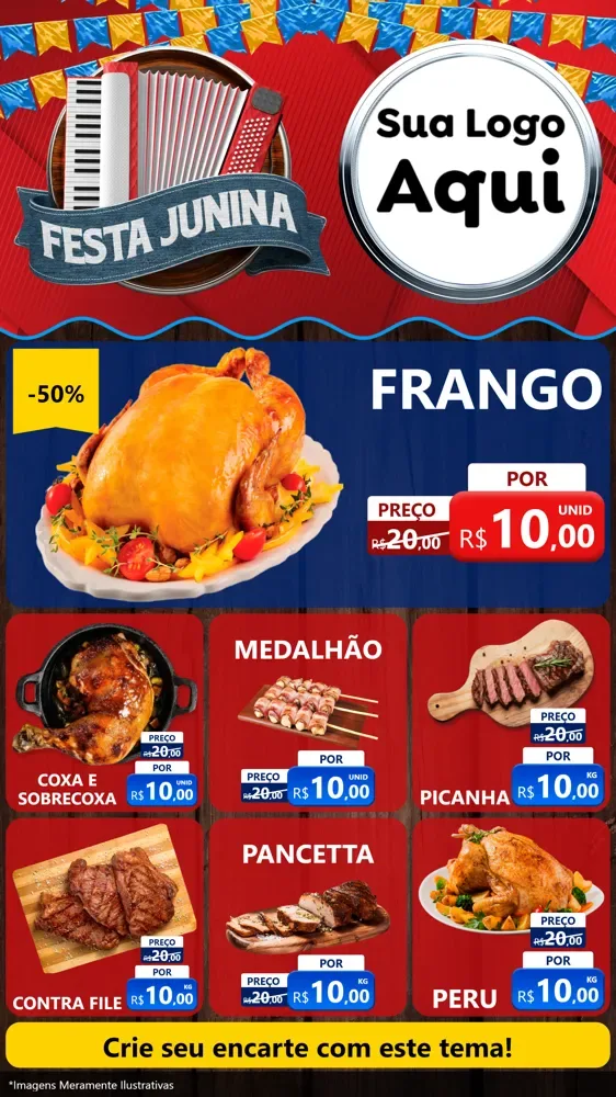 Modelo de Rede Social para Stories com o tema Festa Junina para Assados