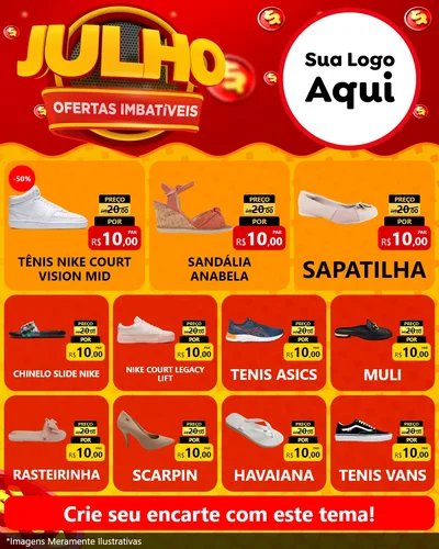 Modelo de Rede Social para Feed Instagram com o tema Julho Ofertas Imbatíveis para Calçados