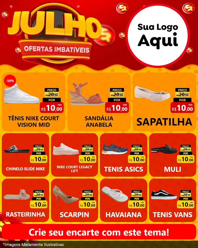 Modelo de Rede Social para Feed Instagram com o tema Julho Ofertas Imbatíveis para Calçados